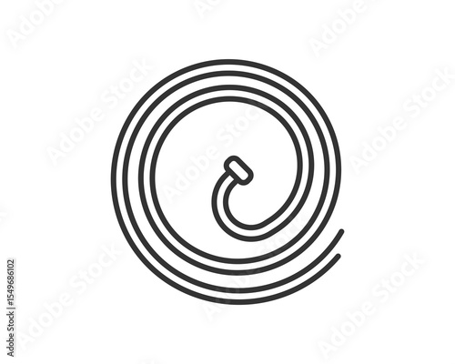 Graphic illustration of a coiled hose. Simple, clean vector design. Use for plumbing concepts, water conservation, or abstract design elements. Versatile minimalist art.