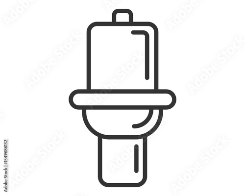 Clean line art icon of a modern water closet. Symbolizes plumbing, restrooms, or hygiene. Ideal for website design, apps, or informational graphics related to sanitation.