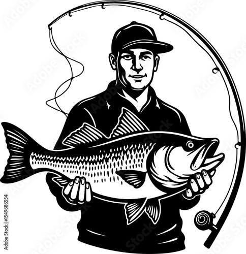 Fisherman  mountain outdoor fishing vector design