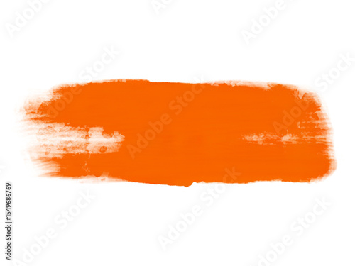 Abstract orange paint stroke on black background, brush texture design element
