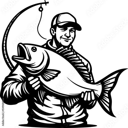 Fisherman  mountain outdoor fishing vector design