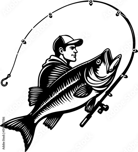 Fisherman  mountain outdoor fishing vector design