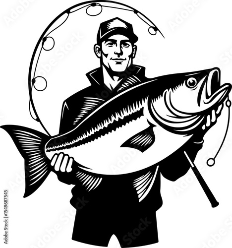 Fisherman Holding Large Fish vector bundle