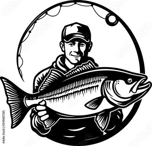 Fisherman Holding Large Fish vector bundle