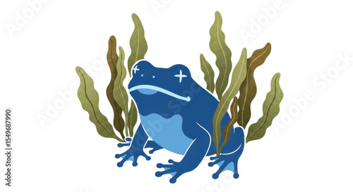 Isolated Blue Frog Cartoon