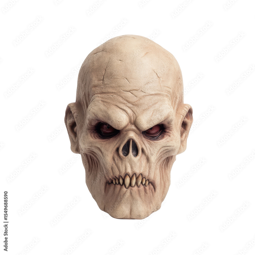 Fototapeta premium Realistic Close-Up of a Skull Mask for Halloween Celebrations, Parties, or Theatrical Productions Transparent background or PNG