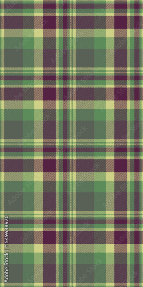 Obraz premium Refresh check fabric textile, invite seamless background texture. Mesh plaid vector tartan pattern in pastel and green colors.