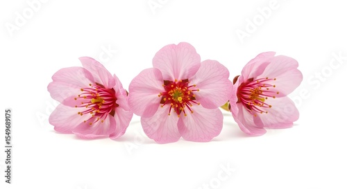 Cherry blossom, Cherry blossoms, Pink flowers, Three Pink Cherry Blossoms on White Background