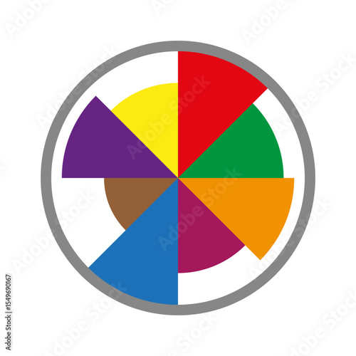 Pie chart illustration. Colorful circle segments. Data infographic element. Vector business graphic.