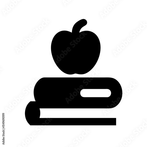 apple on book icon on white background  