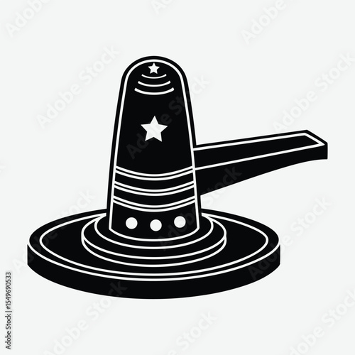 Shiva lingam isolated on white background in a simple black and white graphic design.