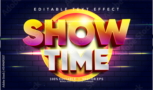 show time vector text effect with modern style design