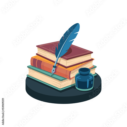 stack of books and pen