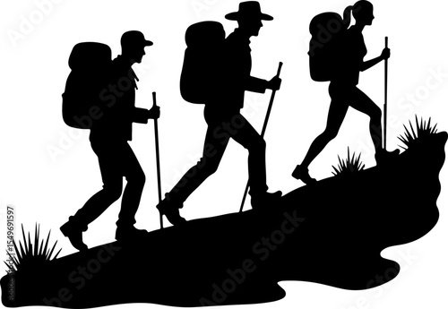 Hikers Climbing Uphill mountain man vector bundle