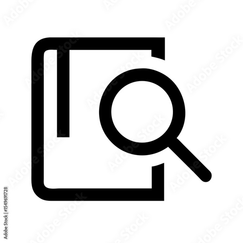 magnifying glass over book icon on white 