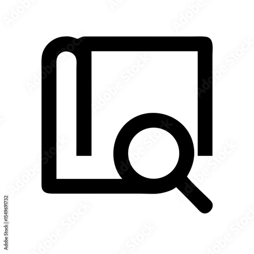 magnifying glass over book icon on white 