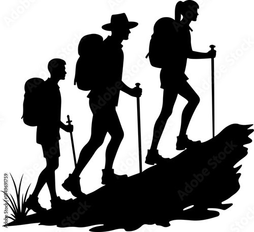 Hikers Climbing Uphill mountain man vector bundle