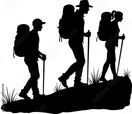 Hikers Climbing Uphill mountain man vector bundle