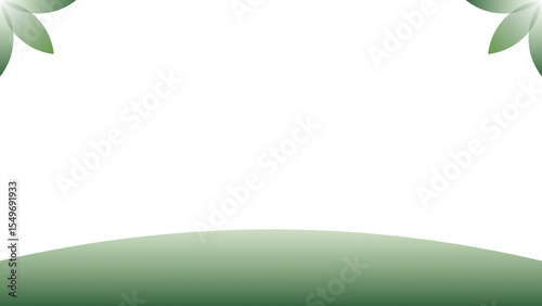 Green gradient arc spans lower edge, white backdrop, top corners feature soft green petal-like shapes. High Resolution 300 DPI Wallpaper, Background, Poster, Banner, Printing