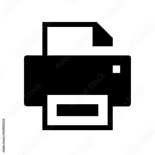 printer with paper icon on white 