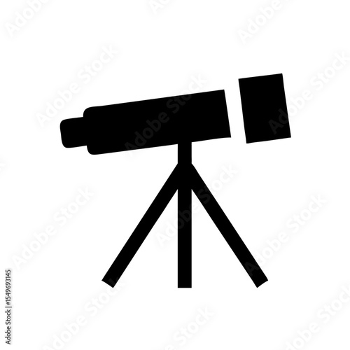 telescope on tripod icon on white background