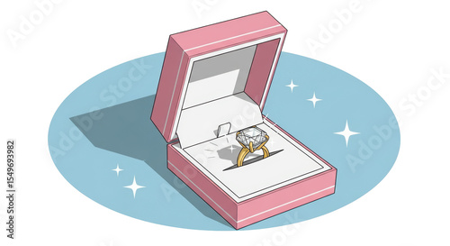 Isolated Engagement Ring in Box
