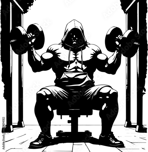 Intense Dumbbell Workout gym vector bundle