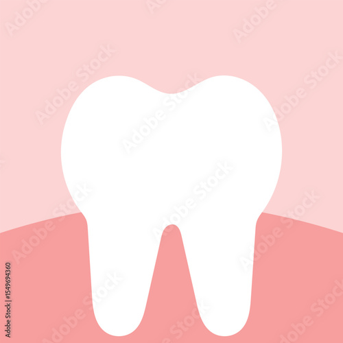 White healthy tooth on a pink background.