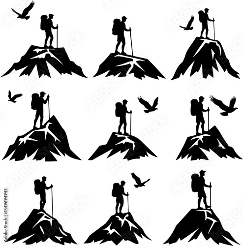 Hiking mountain outdor vector bundle