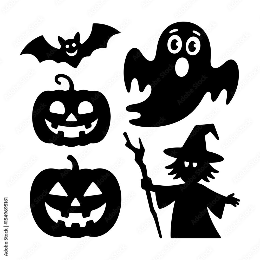 Fototapeta premium Halloween Pumpkin Icon Set with Spooky and Fun Holiday Illustrations vector