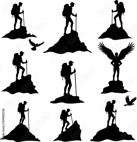 Hiking mountain outdor vector bundle