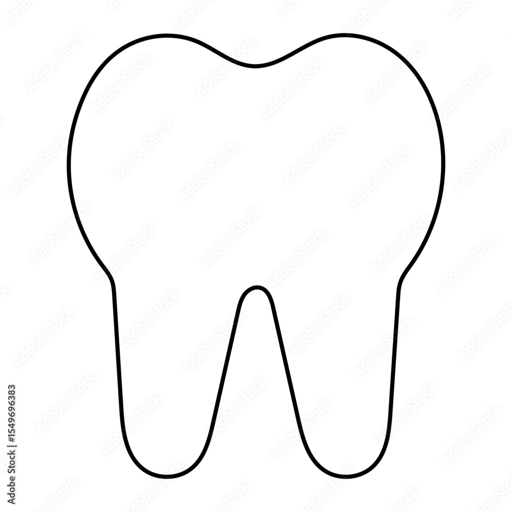 Obraz premium White tooth vector hand drawn line icon.
