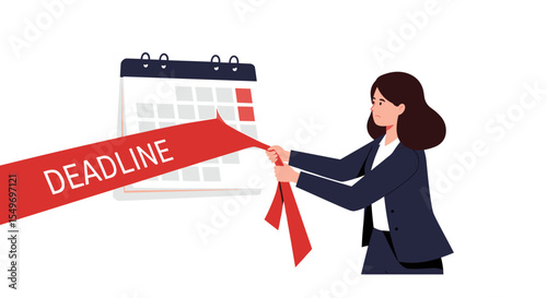 Businesswoman facing deadline challenge with calendar in office illustration vector illustration