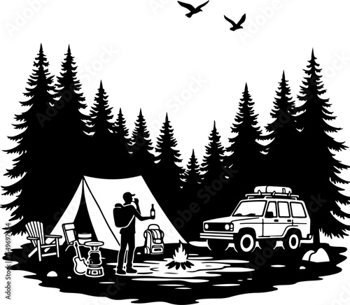 Hiking mountain outdor vector bundle