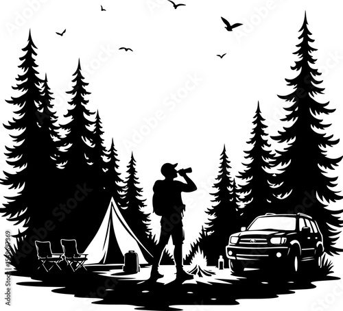 Hiking mountain outdor vector bundle