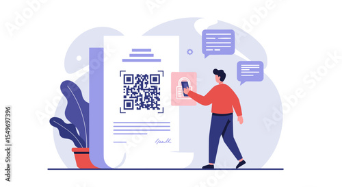 Qr code payment vector illustration for digital transactions and mobile scanning concepts