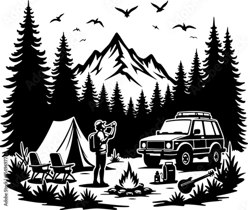 Hiking mountain outdor vector bundle