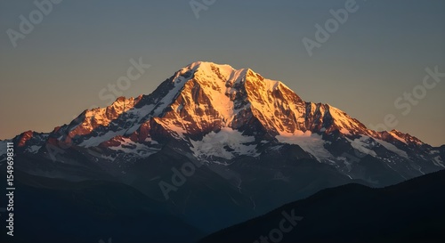 Mountain, Mountains, Peak, Majestic Sunset Over Snow-Capped Mountain Peak
