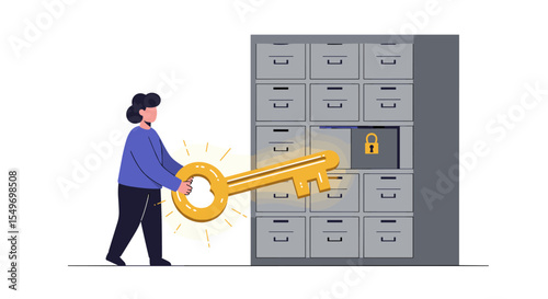 Unlocking secure data storage concept for digital protection design vector illustration