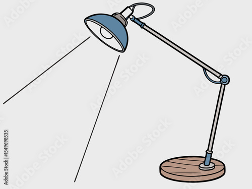 Contemporary floor lamp with dramatic lighting effect in clean minimalistic flat vector style