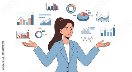 Business analysis and data visualization with charts and graphs for effective decision making vector illustration
