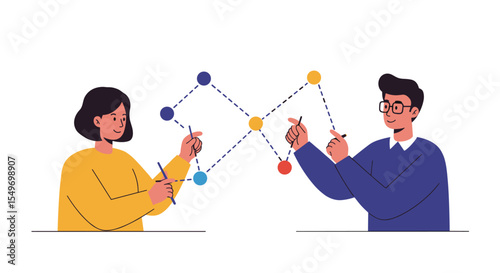 Team collaboration and strategy illustration for business planning and design projects vector illustration