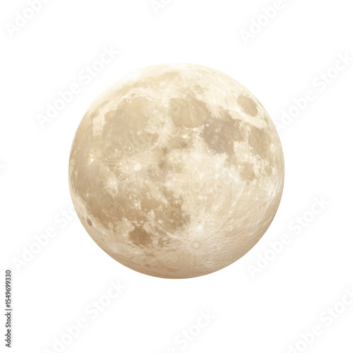 Full Moon Over Dark Night Sky with Luminous Glow and Visible Craters Captured in Stunning Detail Transparent background or PNG