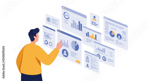 Data analytics and visualization concept for digital dashboard and business strategy vector illustration