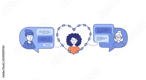 Connected conversations and relationships - vector illustration for communication and connection
