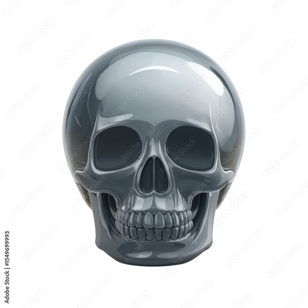 Fototapeta premium Realistic Glossy Skull with Polished Surface for Creative and Artistic Uses in Various Projects Transparent background or PNG