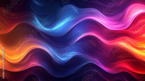 Colorful iridescent wave pattern flowing in a digital art composition