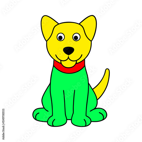 outline vector illustration of a cute dog sitting