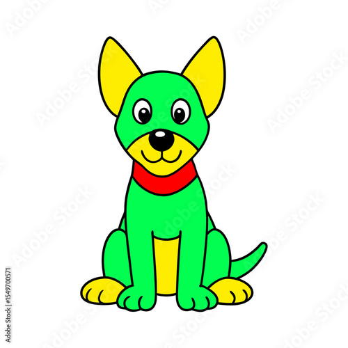 outline vector illustration of a cute dog sitting
