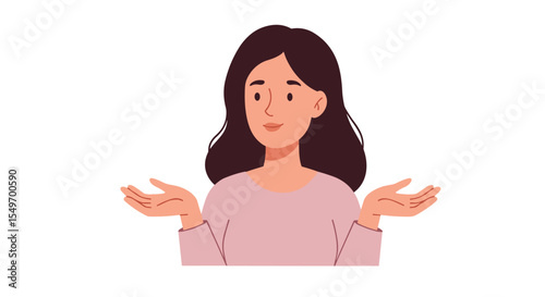 Confused woman in casual outfit with shrugging gesture for design illustration vector illustration